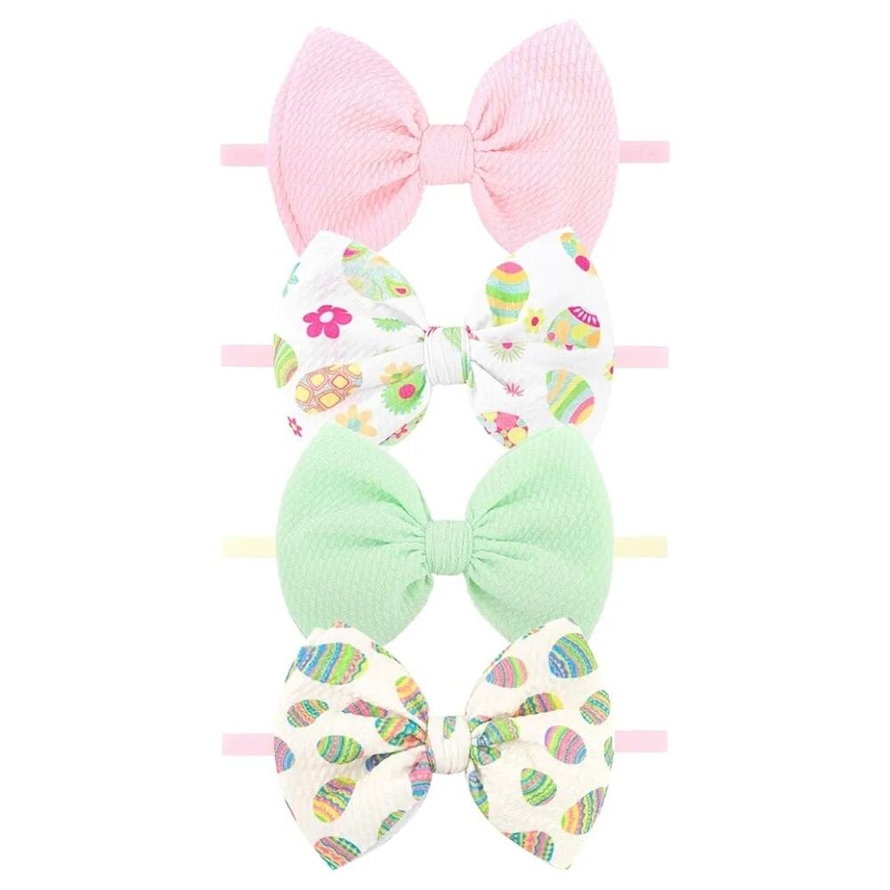7 Hair Bows for Girls Infant Headbands Easter Egg Big Bows Bunny Bow Hair S14